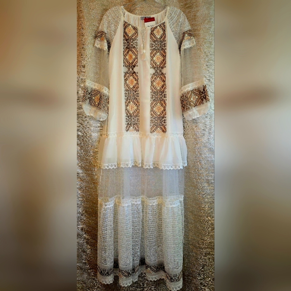 Elegant White Lace Bohemian Dress